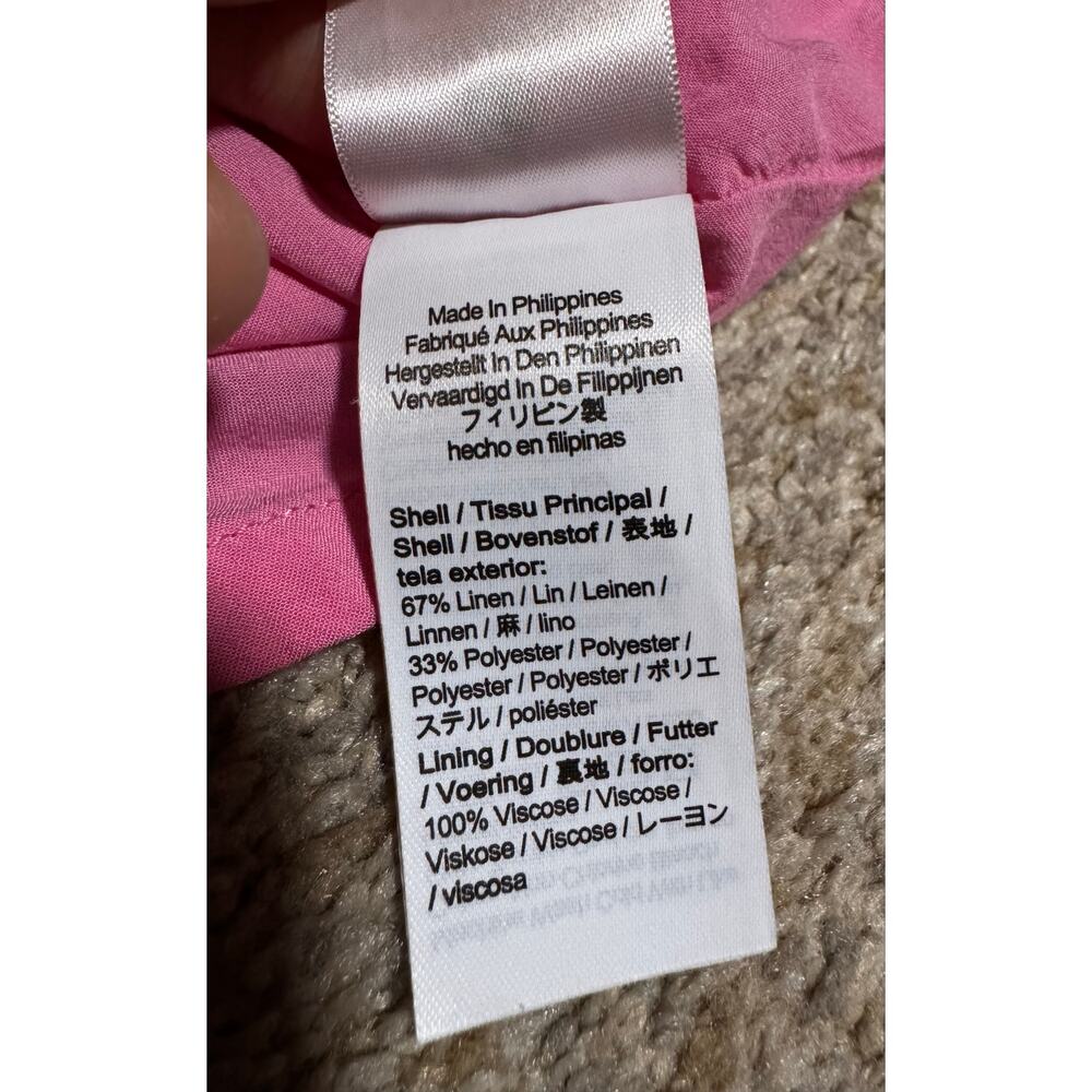 J.Crew Re-Imagined Pink Linen Blend Bow Front Shift Dress Woman’s Size Large - Picture 13 of 16